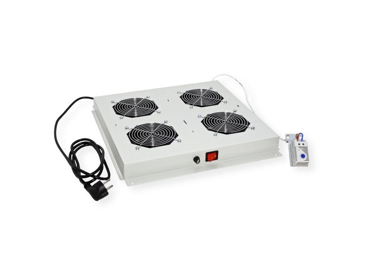 ROLINE 19-Zoll Dachlüftereinheit 4 Lüfter, Thermostat , grau