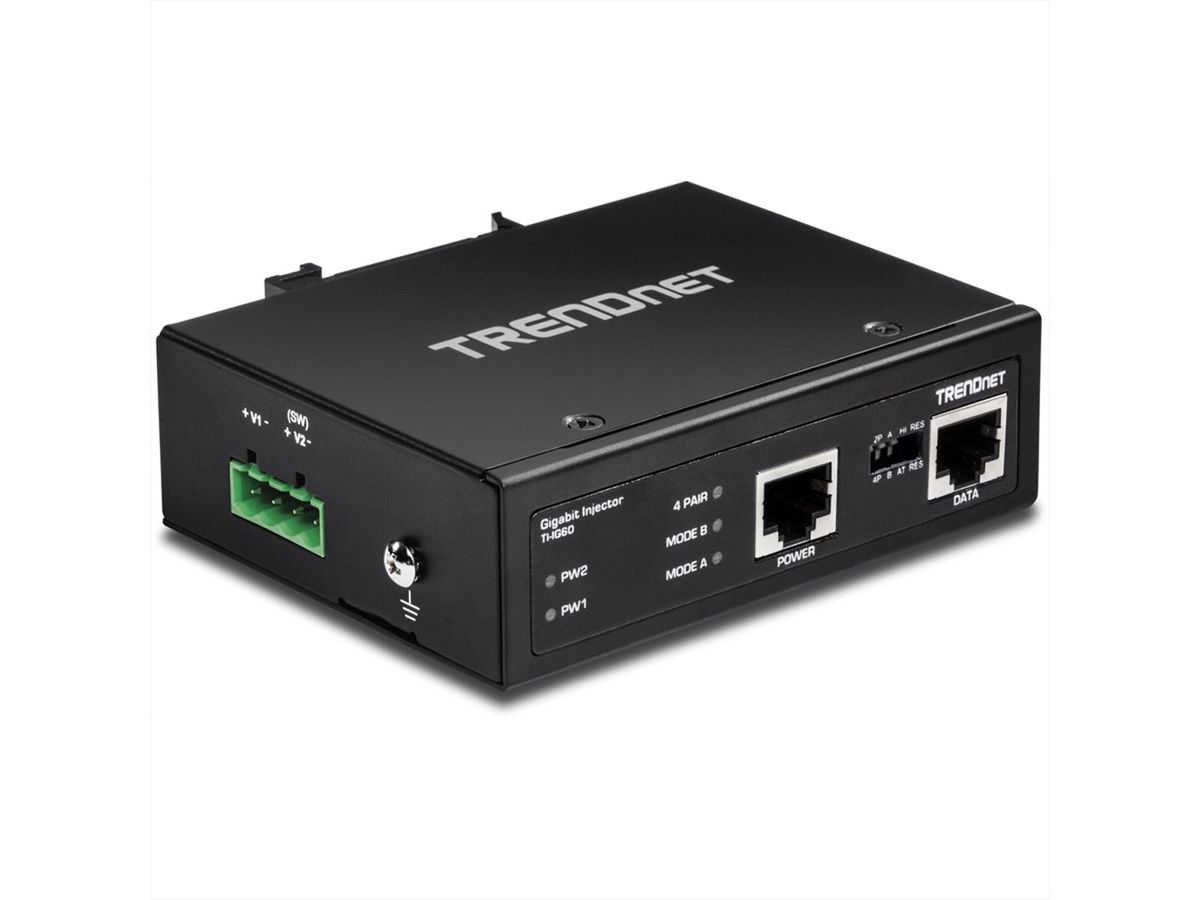 TRENDnet TI-IG60 Gehärteter industrieller Gigabit PoE+ Injektor