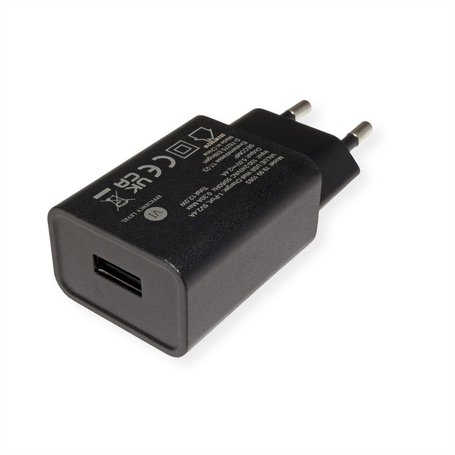 VALUE USB Charger mit Euro-Stecker, 1-Port (Typ-A), 12W