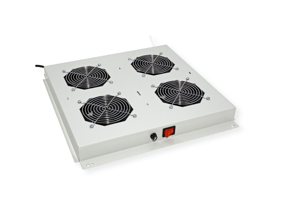 ROLINE 19-Zoll Dachlüftereinheit 4 Lüfter, Thermostat , grau