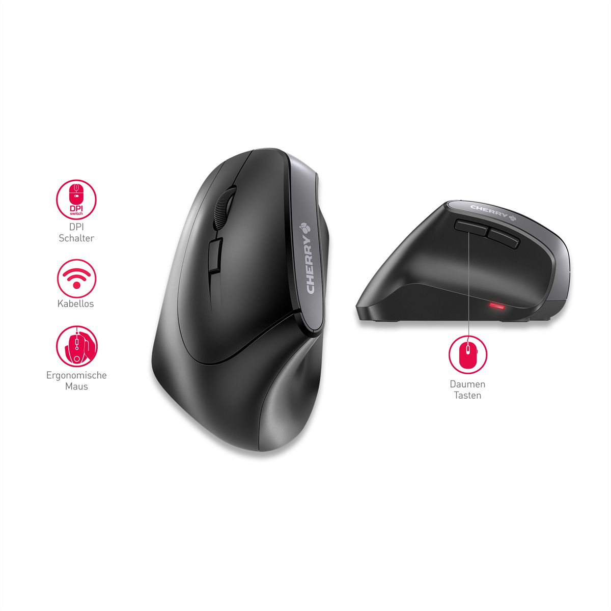 Cherry MW4550 Ergonomische wireless Maus für Linkshänder