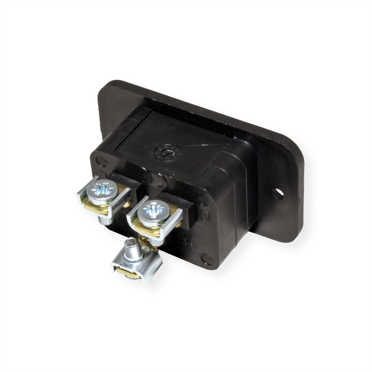 BACHMANN Kaltgeräteeinbaustecker IEC320 C20, schwarz, Thermoplast,Schraubanschluss