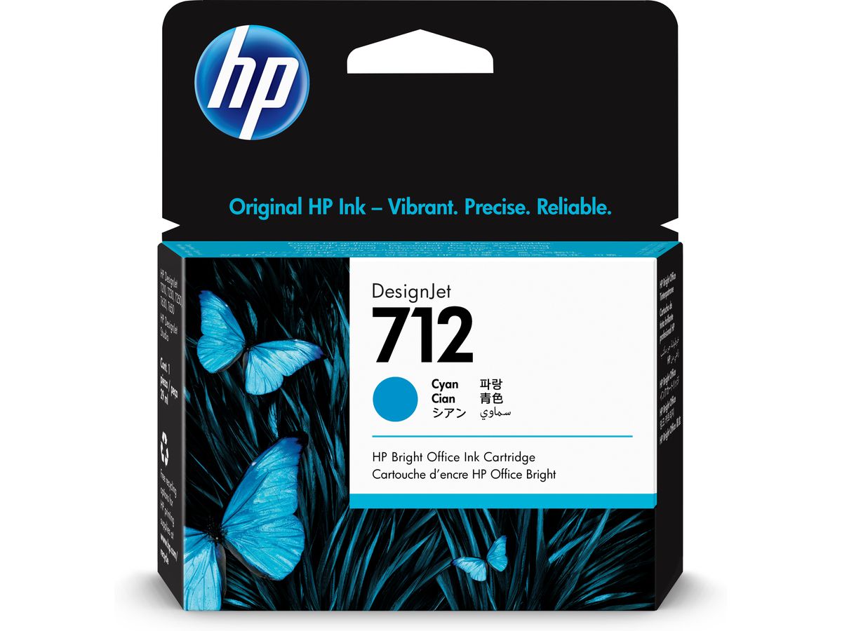 HP 712 Cyan DesignJet Druckerpatrone, 29 ml