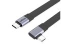 ROLINE USB4 2.0 Flachkabel, C–C, ST/ST einseitig 90°-gewinkelt, 8K UHD-2, 80Gbit/s, 240W, schwarz, 0,13 m