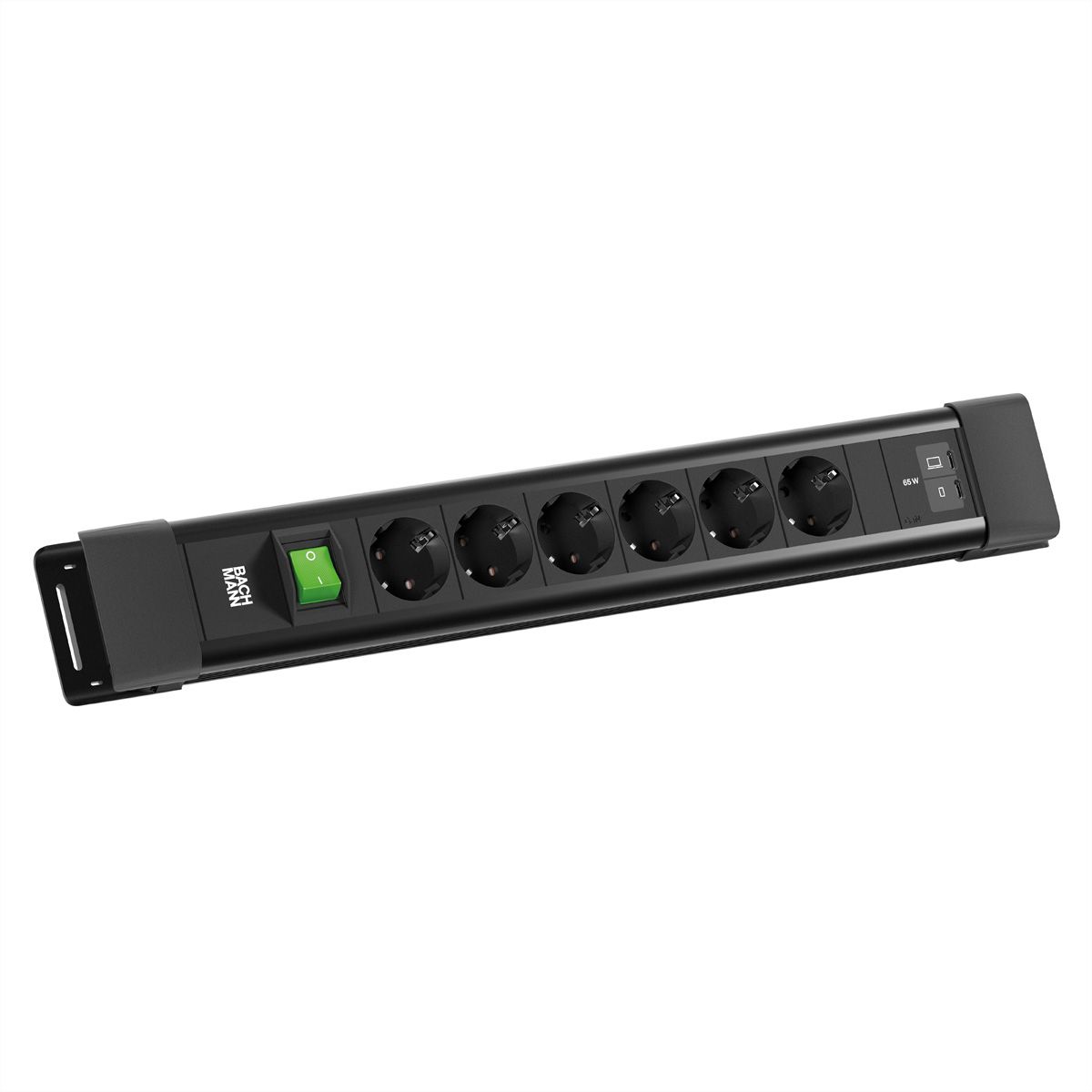 BACHMANN CONNECTUS 6xCEE7/3 1xSchalter, 1xUSB C/C 65W L=2,0m CEE7/7 schwarz