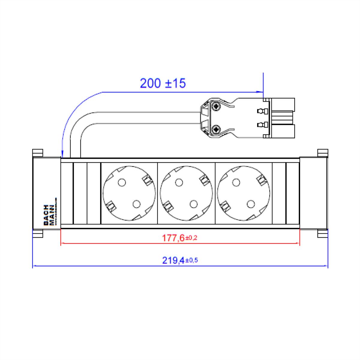 BACHMANN POWER FRAME 3xCEE7/3 kurz Kunststoffprofil