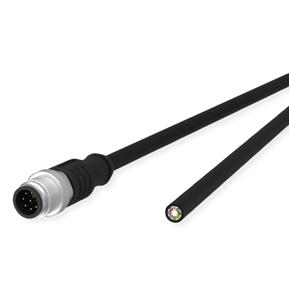 METZ CONNECT Sensor-/Aktorltg., M12-ST A-kodiert, gerade-freies Ende, ungeschirmt, 8polig, PUR, schwarz, 10 m