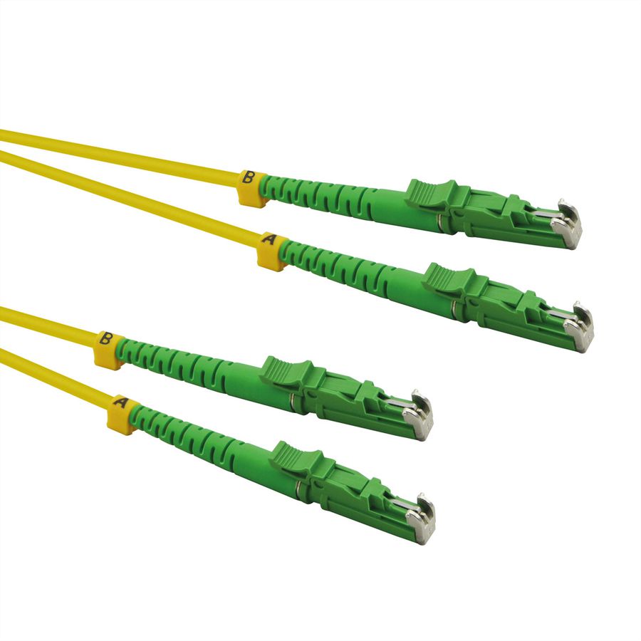 ROLINE LWL-Kabel duplex 9/125µm OS2, LSH/LSH, APC Schliff, LSOH, gelb, 2 m