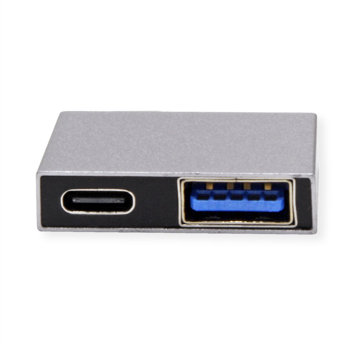 ROLINE USB 3.2 Gen 2 Adapter, 2x USB Typ C - 1x Typ A + 1x C, ST/BU, silberfarben
