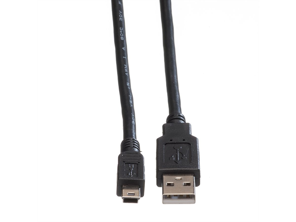 ROLINE USB 2.0 Kabel, Typ A - 5-Pin Mini, schwarz, 3 m