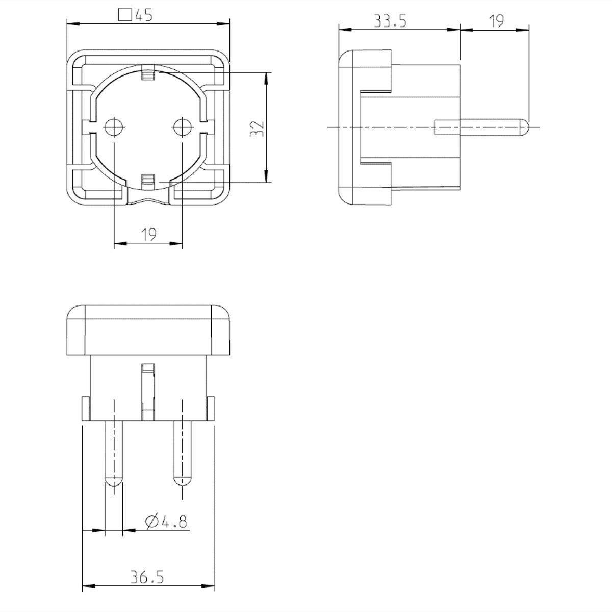 BACHMANN Schutzkontaktstecker, schwarz flach