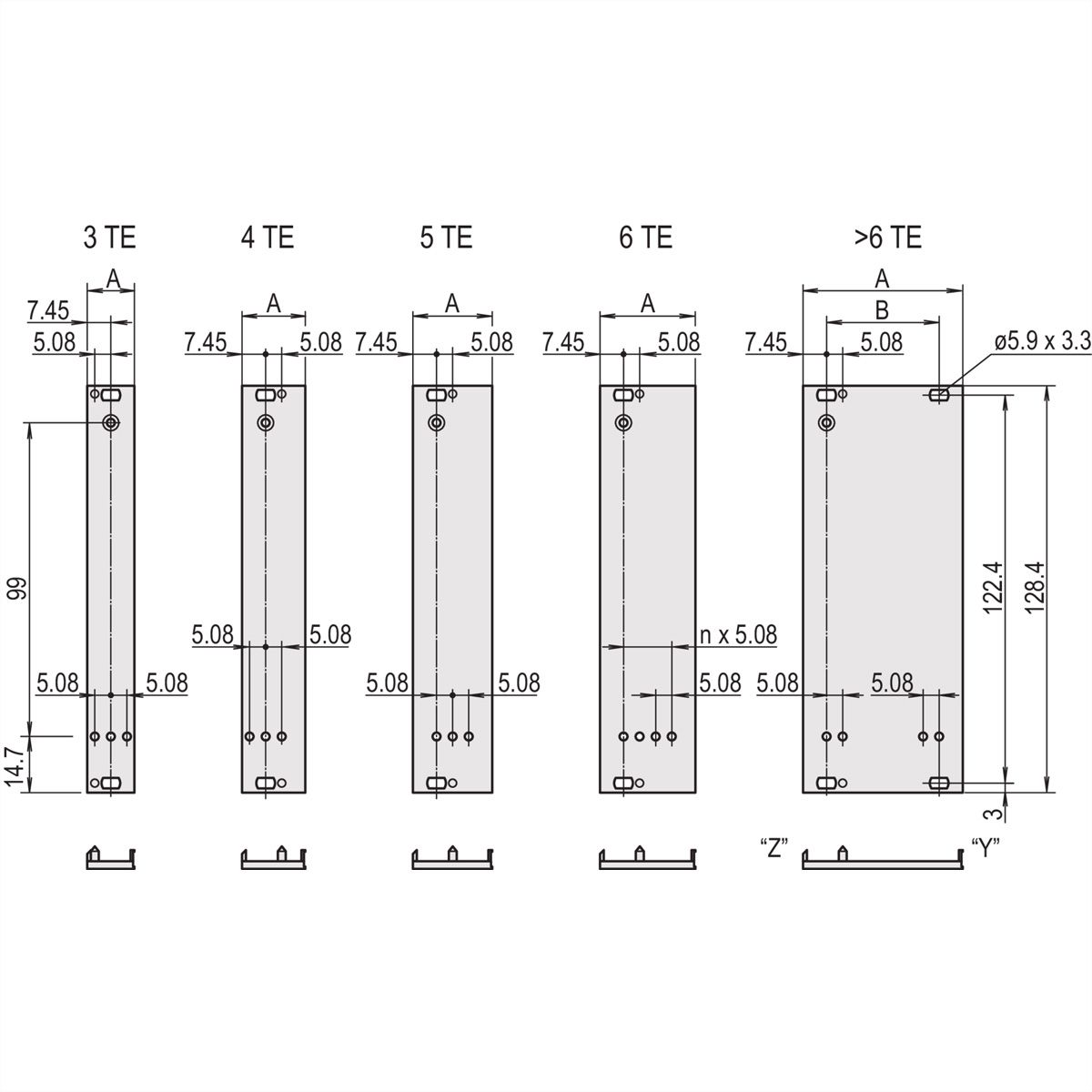 SCHROFF Frontplatte, geschirmt - FRONTPROFIL TR-GR 3HE 6TE