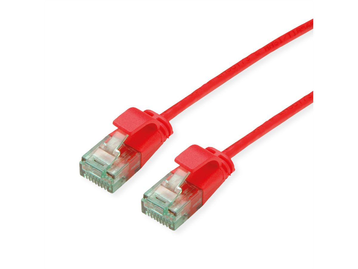 ROLINE RM UTP DataCenter Patchkabel Kat.6A (Class EA), slim, rot, 0,15 m
