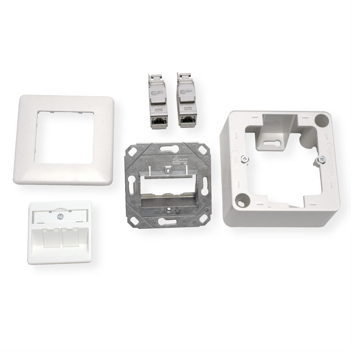 METZ CONNECT Dose AP/2 reinweiss E-DAT Modul 2 Ports, Cat.6 (Class E)