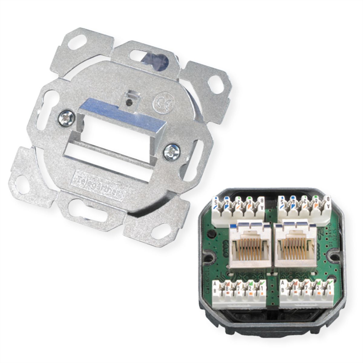 TELEGÄRTNER Dose AMJ45 ohne Zentralplatte, 2x RJ-45 Cat.6 (Class E)