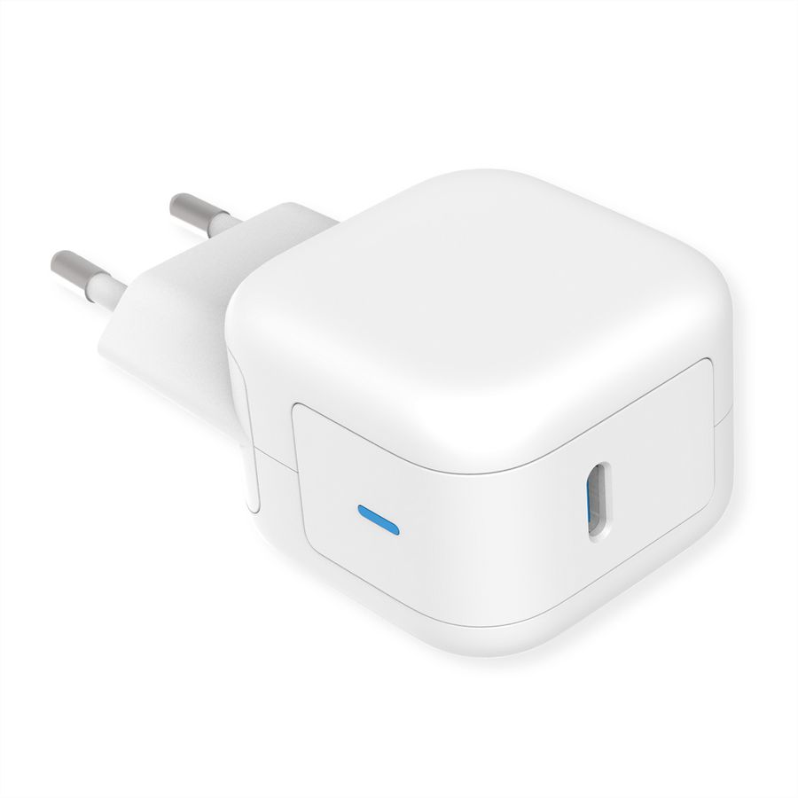 ROLINE USB Charger mit Euro-Stecker, 1 Port Typ-C, GaN, 20W