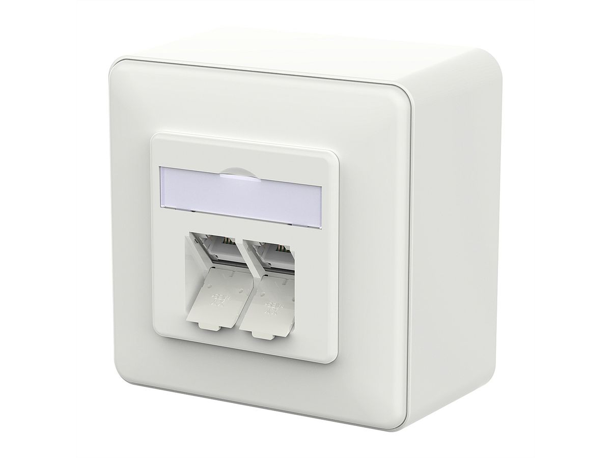 METZ CONNECT E-DAT C6A IDC Dose, 2 Port, AP, verkehrsweiß