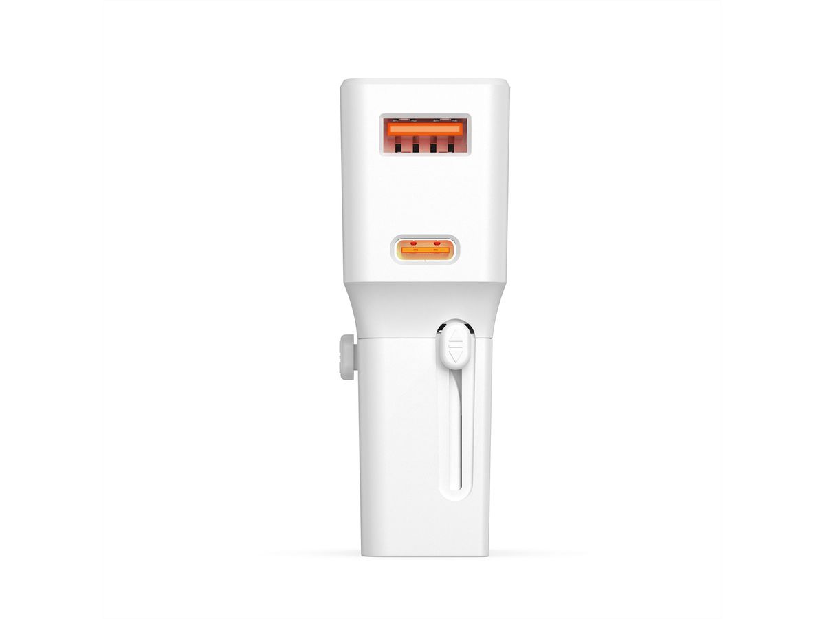VALUE USB Reise-Charger mit Euro-Flach-/UK-/US-Stecker, 2 Port (Typ-A QC3.0, Typ-C PD), 25W