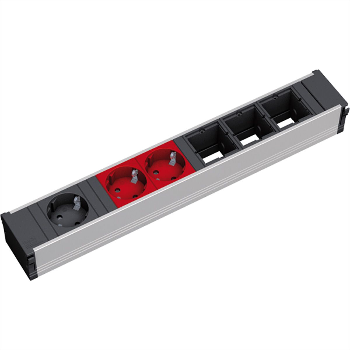 BACHMANN CONI 1xCEE7/3 2xCEE7/3 rot, Schutzkontakt 1xschwarz+2xrot