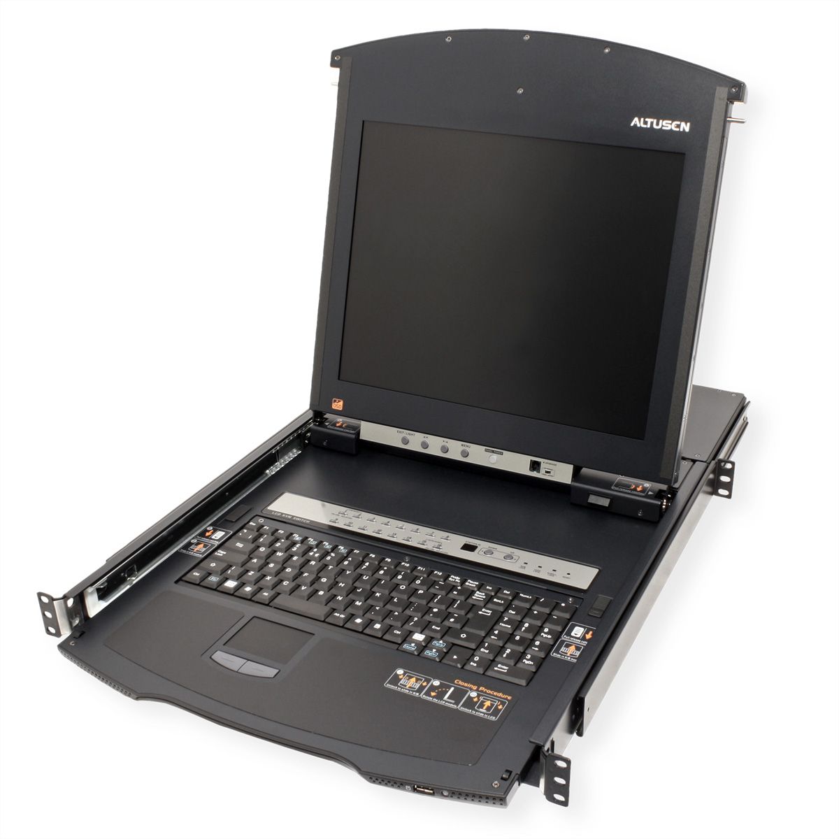 ATEN KL1516AiM KVM Over-IP Switch, 43cm TFT, VGA, PS/2-USB über Kat 5, 16 Ports, DE-Layout