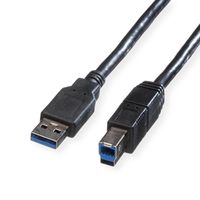 ROLINE USB 3.2 Gen 1 Kabel, Typ A-B, schwarz, 0,8 m