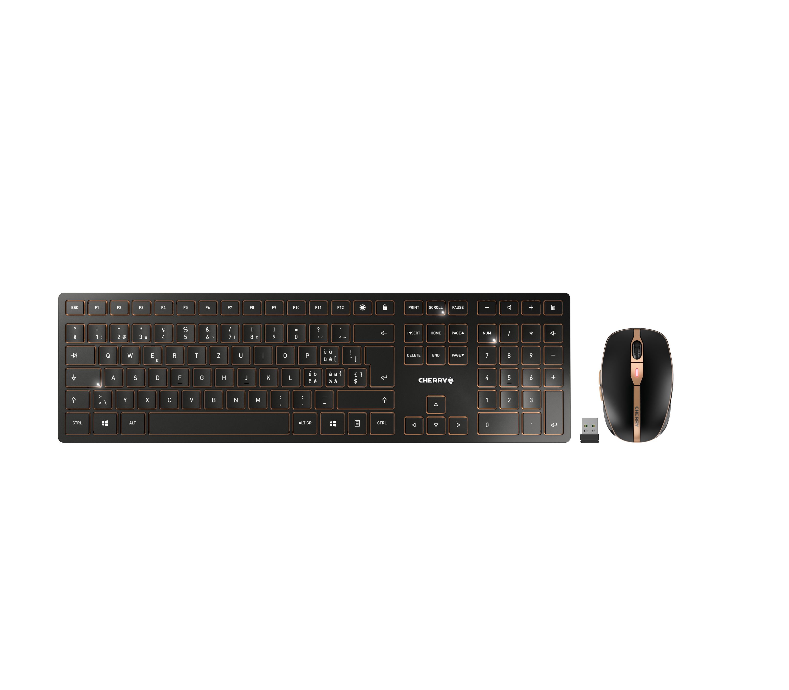 CHERRY DW 9100 SLIM Tastatur Maus enthalten Universal RF Wireless + Bluetooth QWERTZ Schweiz Schwarz