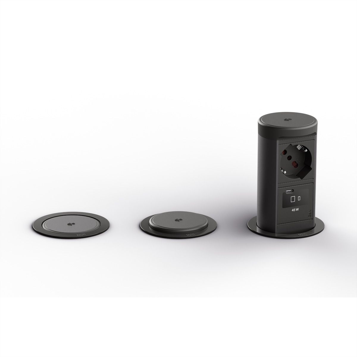 BACHMANN ELEVATOR2 1xP40 1xUSB C, Wireless Charger 15W RAL9005 0,5m ISV