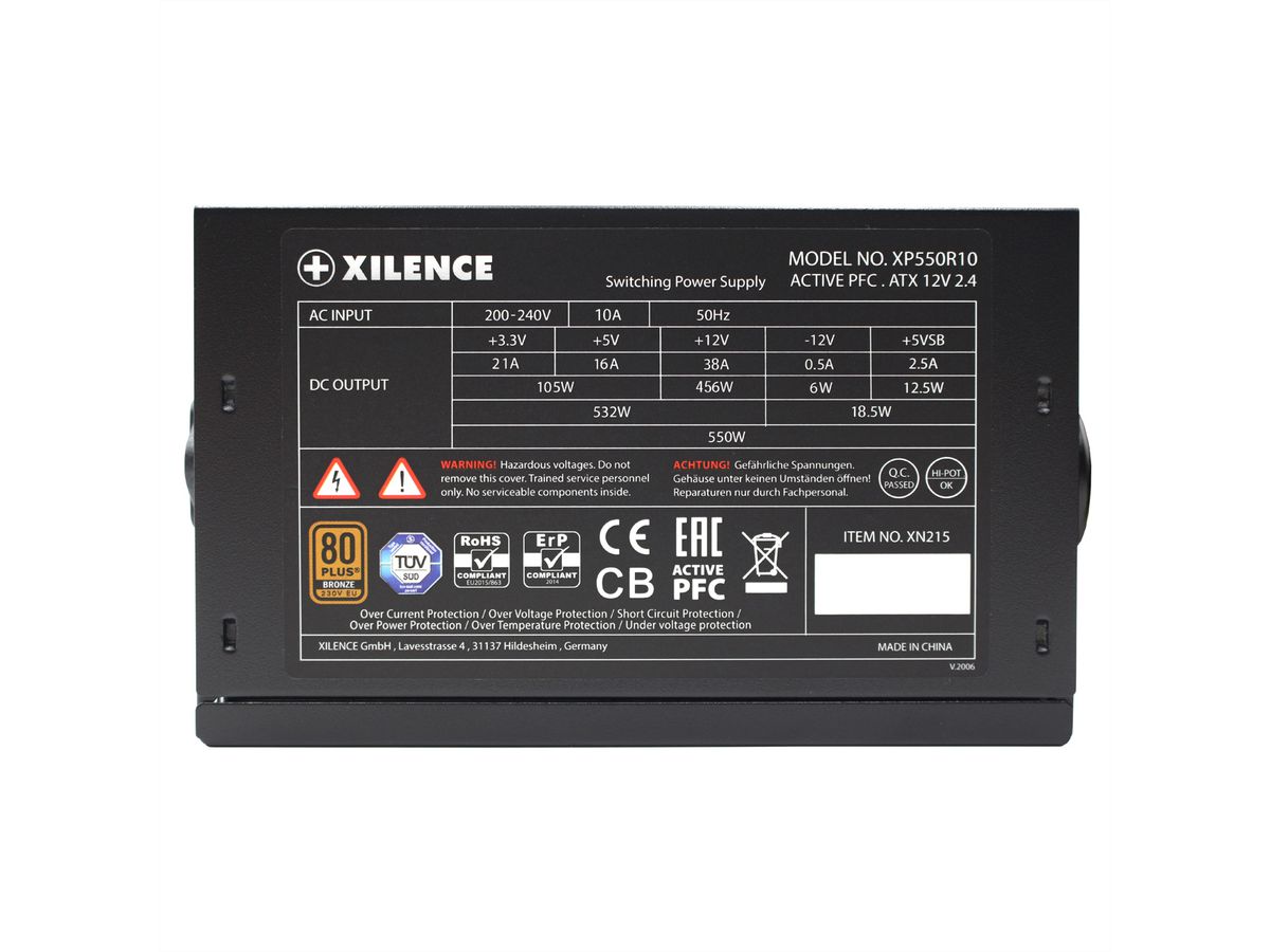 Xilence XP550R10 550W PC Netzteil, 80+ Bronze, Gaming, ATX