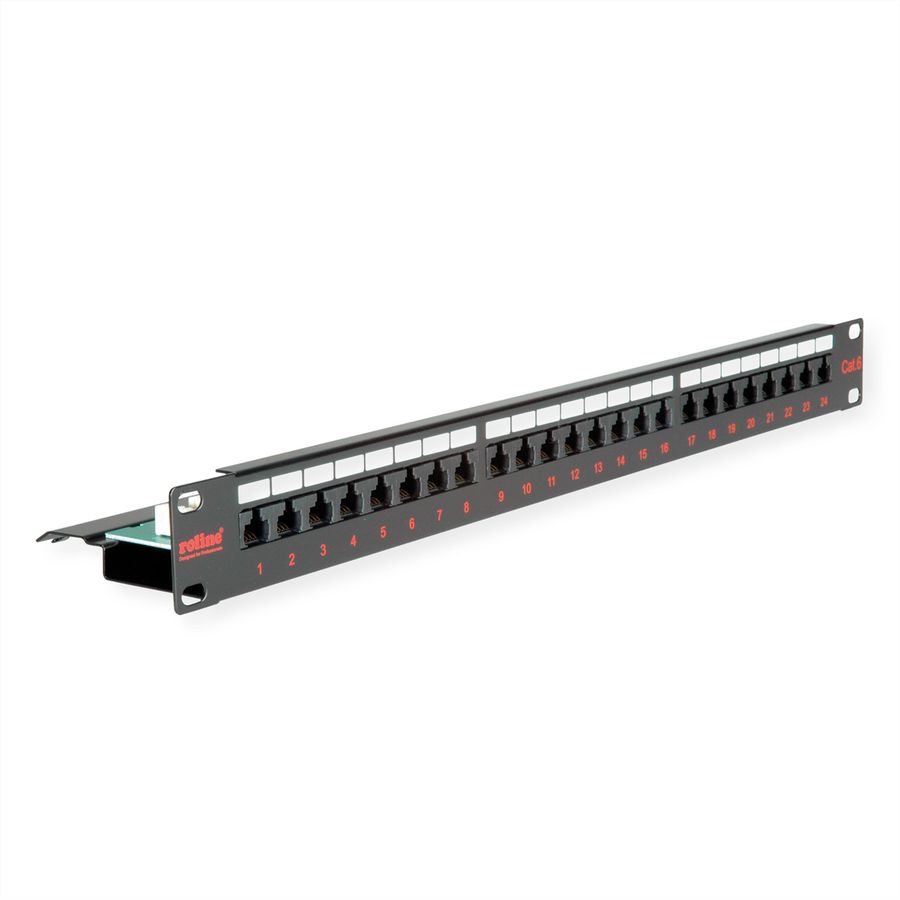ROLINE Cat.6 (Class E) 19-Zoll-Patchpanel, 24P, ungeschirmt, schwarz