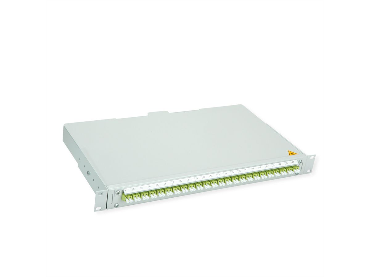 TELEGÄRTNER BASIS V LWL-Panel mit Kupplungen & Pigtails, 24x LC Duplex, lindgrün, OM5