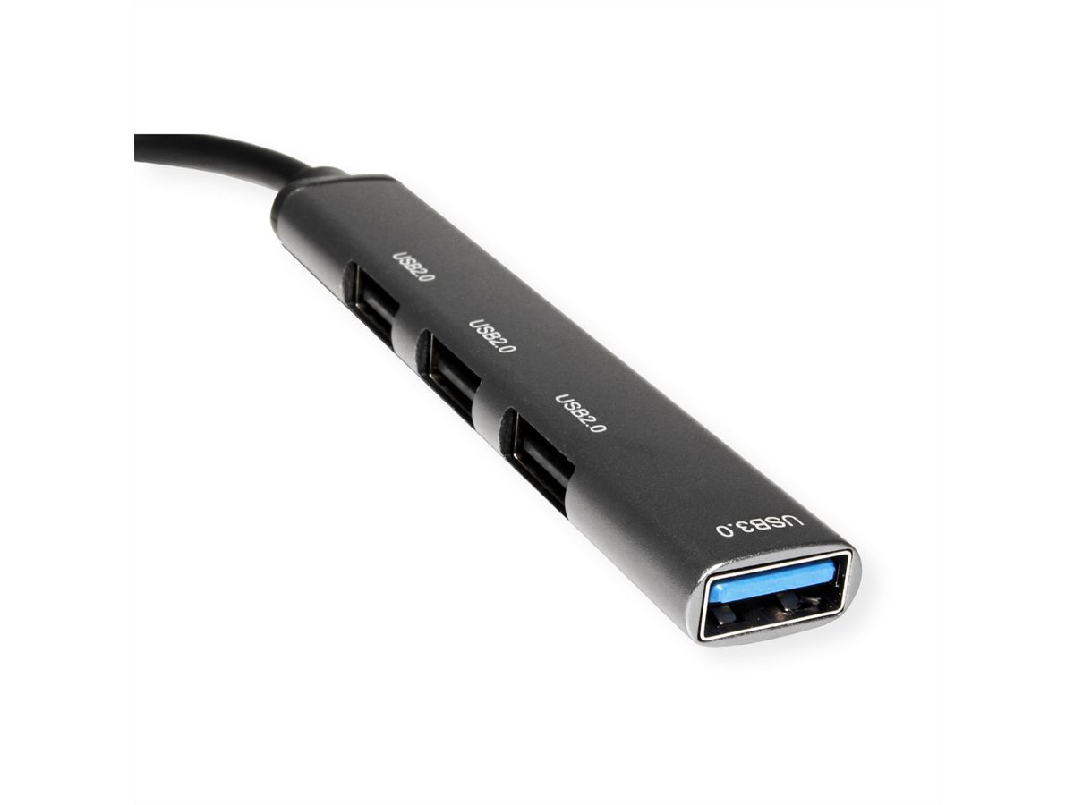 STANDARD USB 3.0 Hub, USB-A Anschluss, 4x USB-A Ports (3x USB 2.0 + 1x USB 3.2 Gen1)