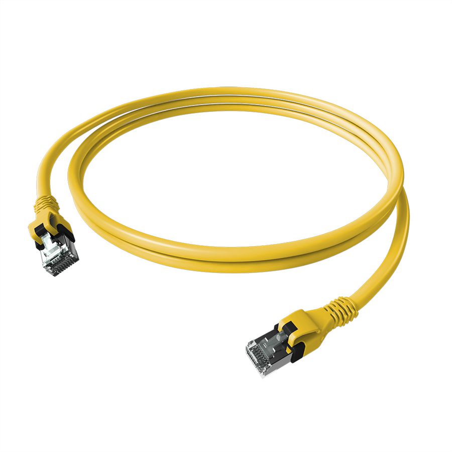 EasyLan DualBoot PushPull IP20 Patchkabel, Cat.6A (Class EA), S/FTP, gelb, 0,5 m