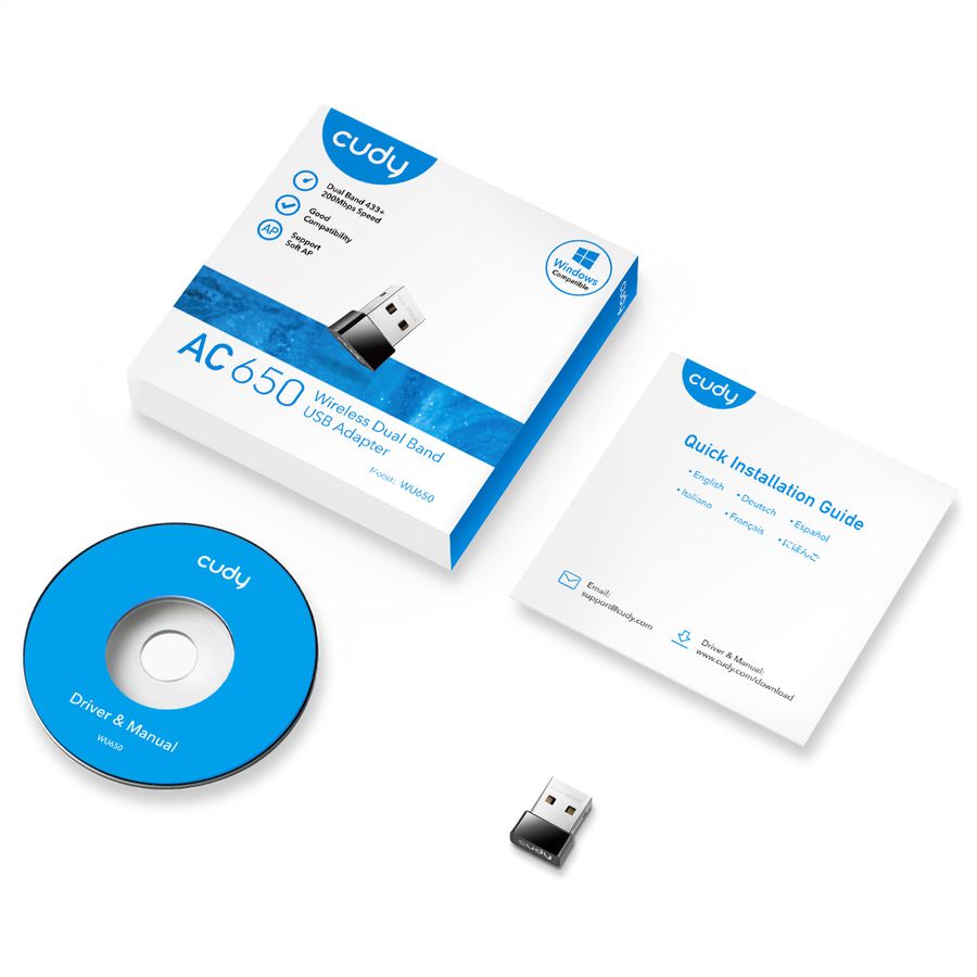 CUDY WU650 AC650 Wi-Fi Mini USB Adapter