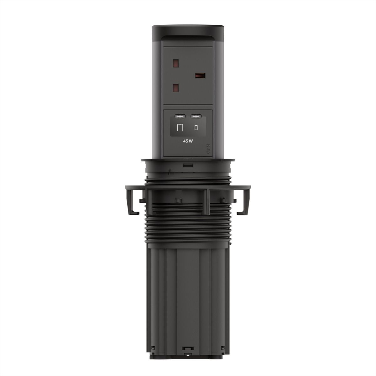 BACHMANN ELEVATOR2 1xUK, 1xUSB C/C 45W RAL9005 L=2,0m UK13A