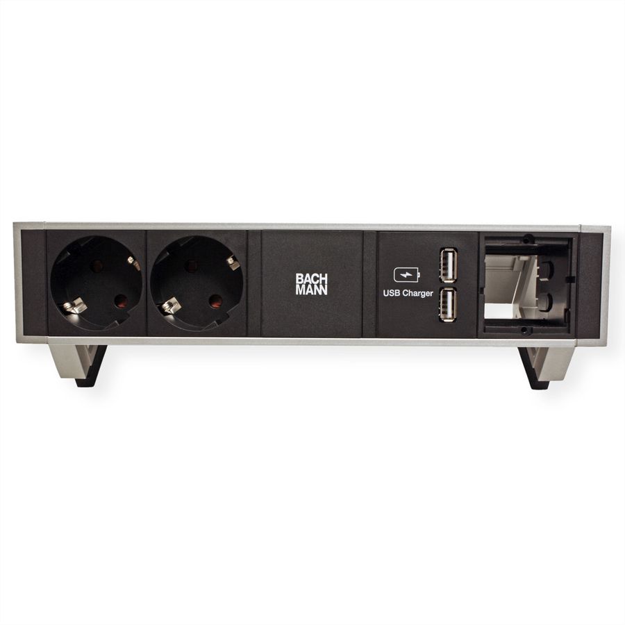 BACHMANN DESK2 2x Schutzkontakt 1x USB-Charger 1x ABD, GST18 Inox