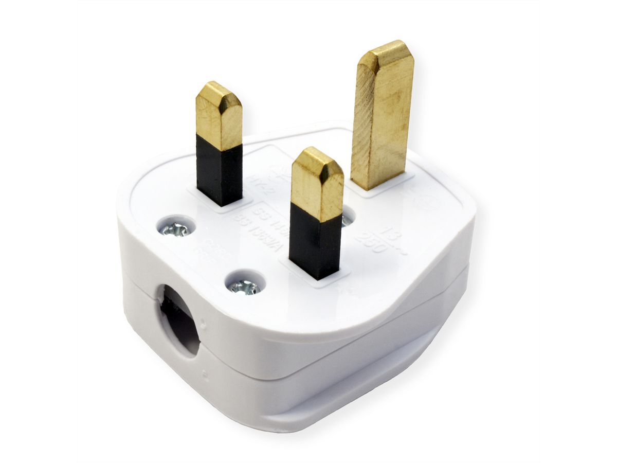 BACHMANN Schutzkontaktstecker, England UK 13A / 250V weiß, 13A Fuse