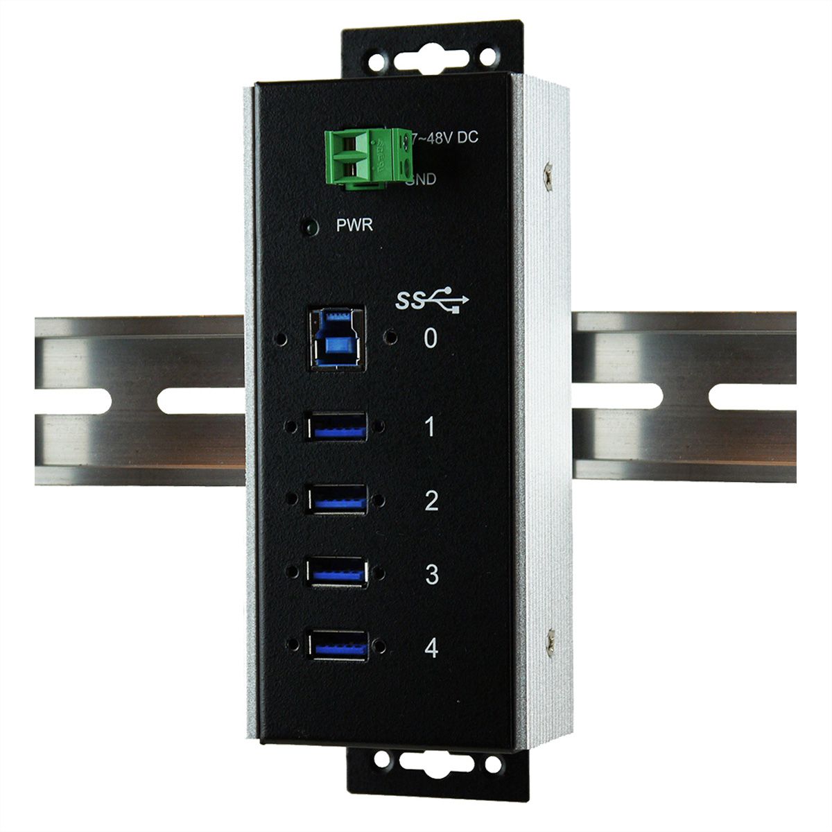 EXSYS EX-1185HMVS-WT USB3.0 Metall Hub 4 Ports Din Rail Temperaturber. -40°C bis 85°C