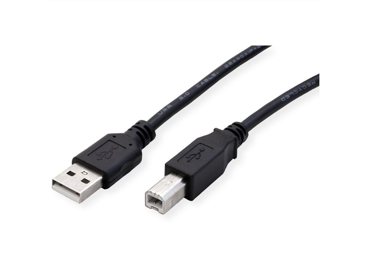 ROLINE RM USB 2.0 Kabel, Typ A-B, schwarz, 1,8 m