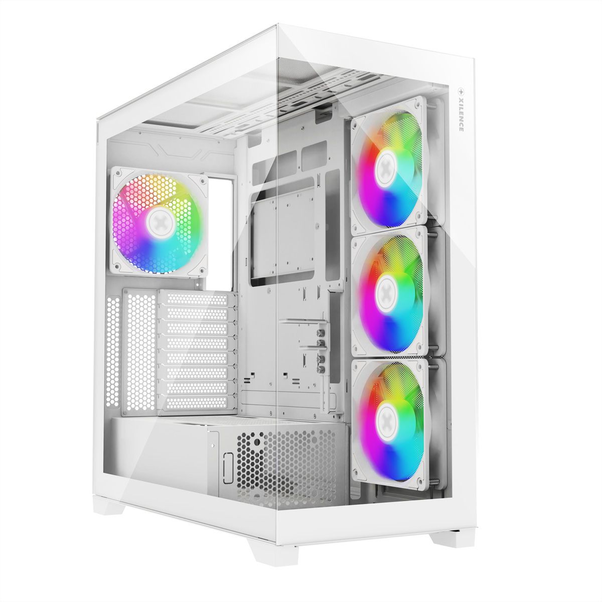 XILENCE Xilent Gleam X818.W.ARGB Gaming ATX PC-Gehäuse weiß, RGB ATX Midi Tower