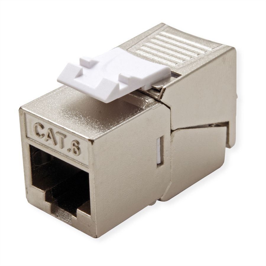 ROLINE Cat.6 (Class E) Keystone, geschirmt, werkzeuglos, SLIM, silberfarben