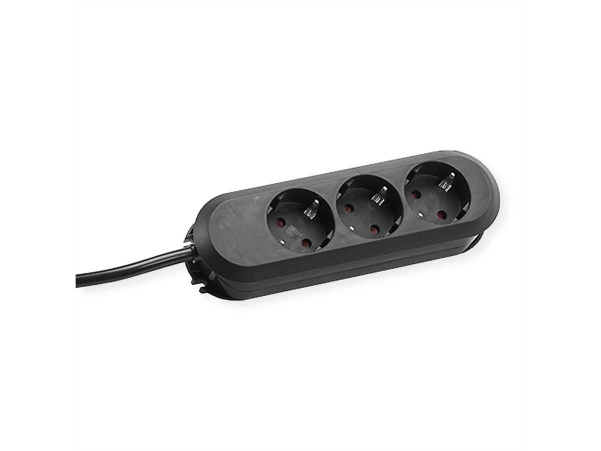 BACHMANN SMART Steckdosenleiste 3x Schutzkontakt, schwarz, 3 m