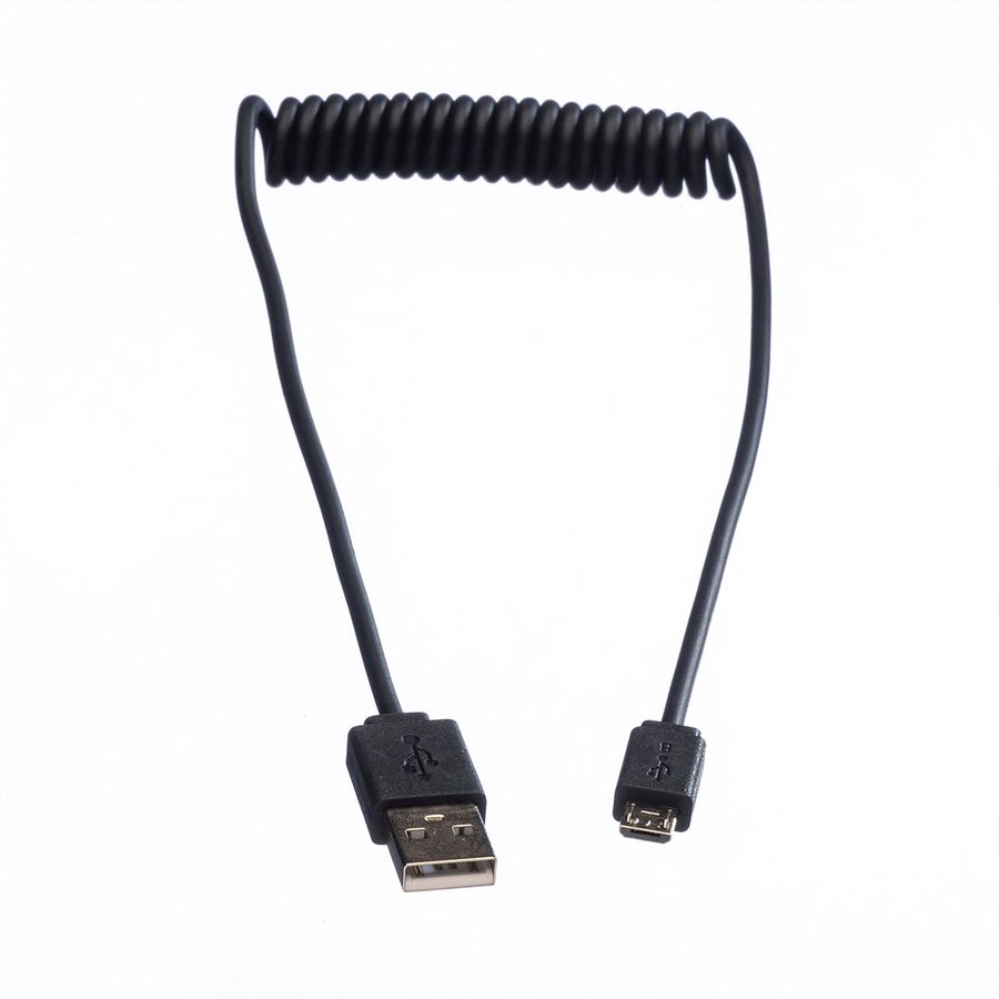 ROLINE USB 2.0 Spiralkabel, A - Micro B, ST/ST, 1 m