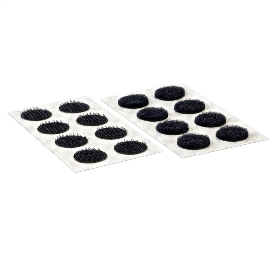 VELCRO® Klettpunkte Selbstklebend, Haken & Flausch 16mm x 16 sets Schwarz