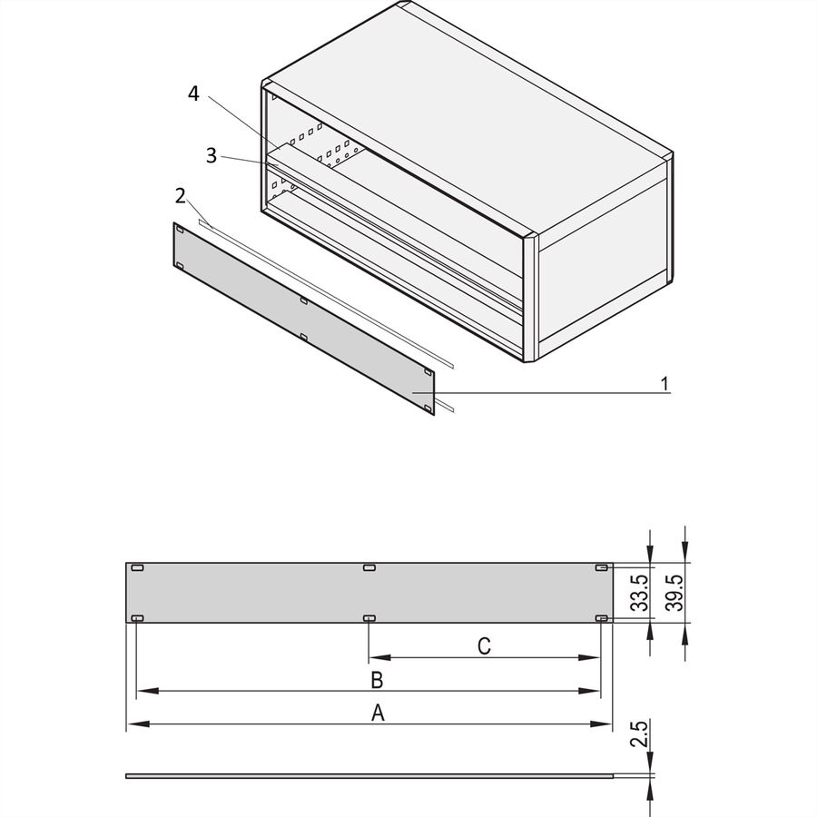 SCHROFF Frontplatte 1 HE - TEILFRONTPLATTE 1HE 63TE