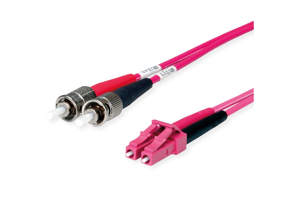 TELEGÄRTNER Duplex-Adapterkabel 50/125 OM4, 2x ST, 1x LC Duplex Stecker, violett, 2 m