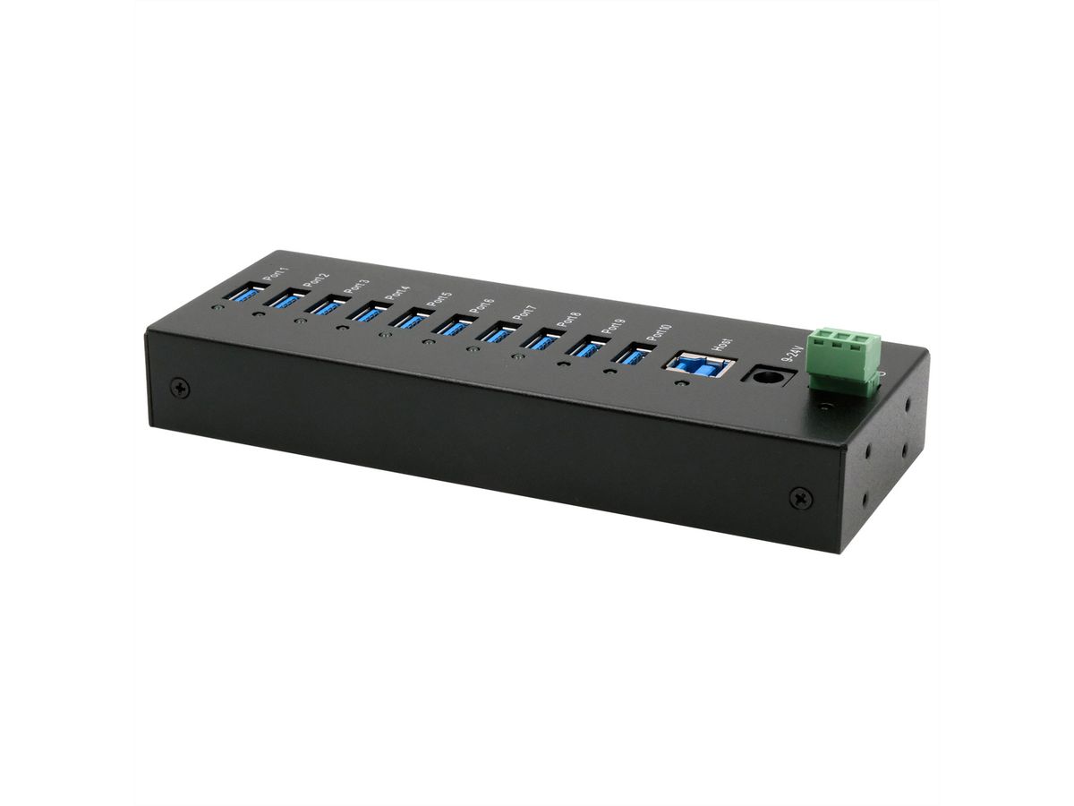 EXSYS EX-11230HMS 10 Port USB 3.2 Gen 1 HUB Din-Rail Kit und Wand VIA VL811+ Chipset