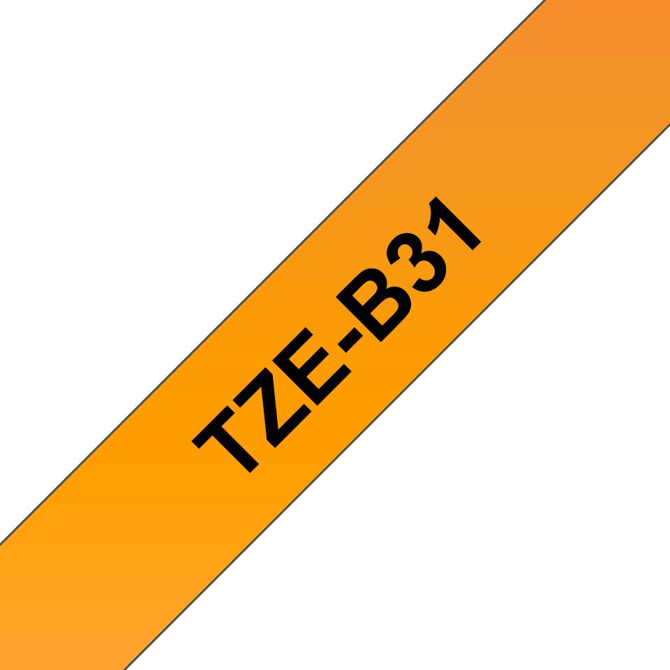 Brother TZE-B31 Etiketten erstellendes Band Schwarz auf leuchtend Orange