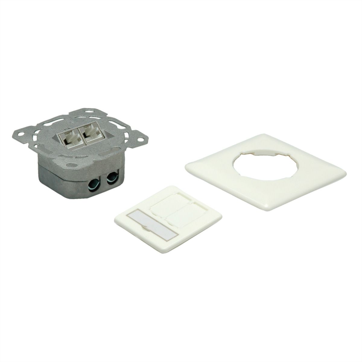 VALUE Cat.6A (Class EA) Dose, 2x STP, Unterputz, senkrecht, weiss