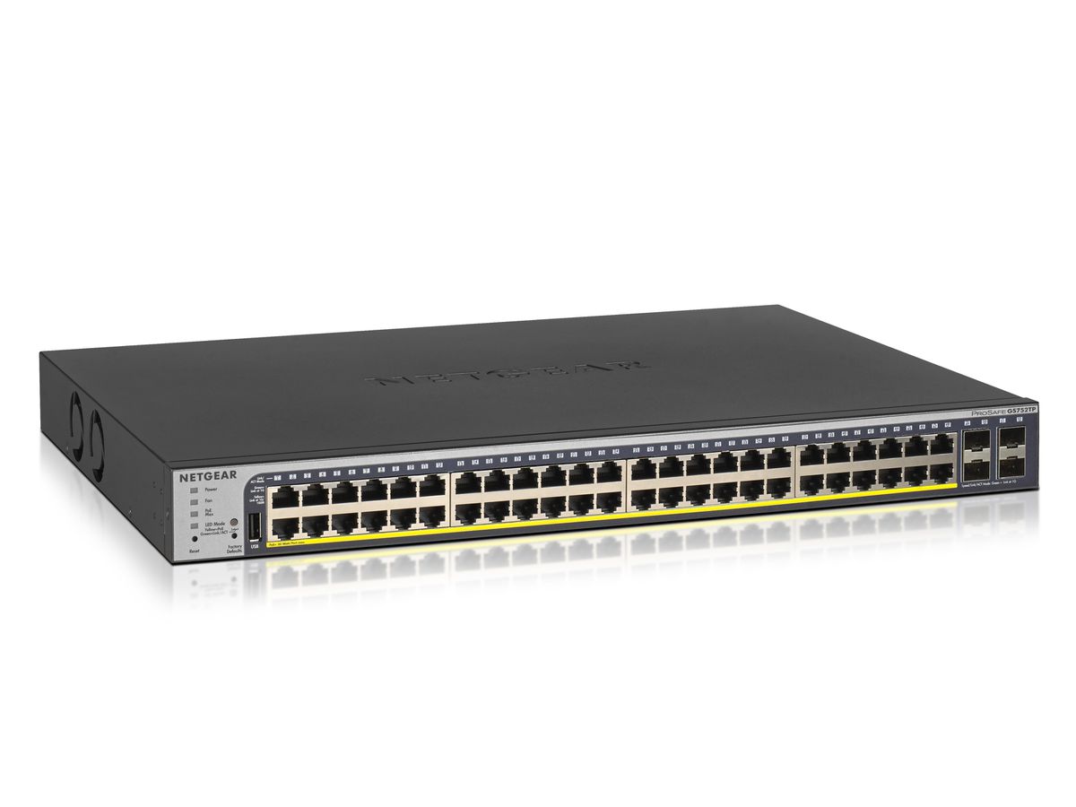 Netgear GS752TP Managed L2/L3/L4 Gigabit Ethernet (10/100/1000) Schwarz 1U Power over Ethernet (PoE)