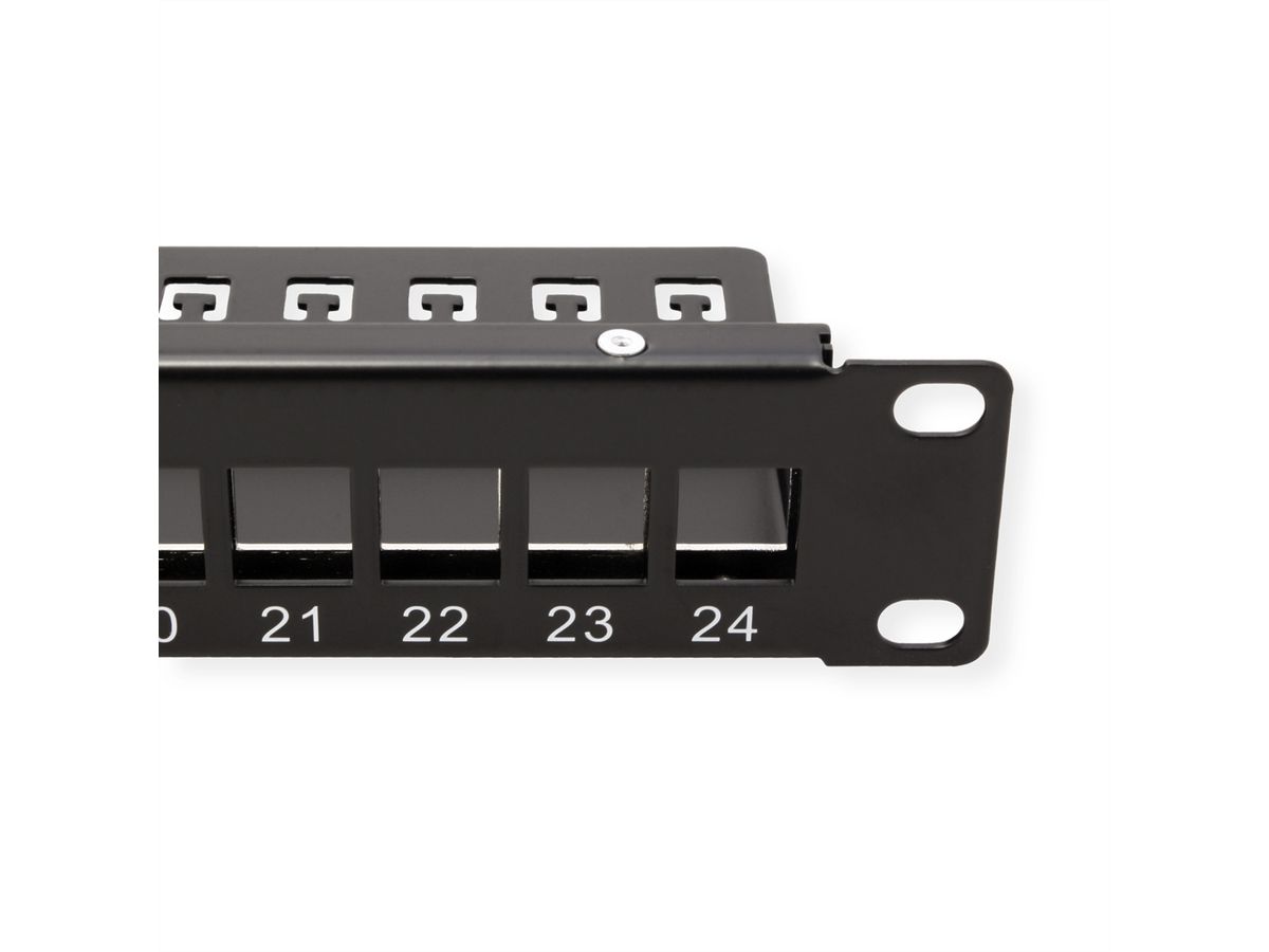 VALUE 19"-Keystone-Modulträger, 24 Ports, 1HE, geschirmt, schwarz